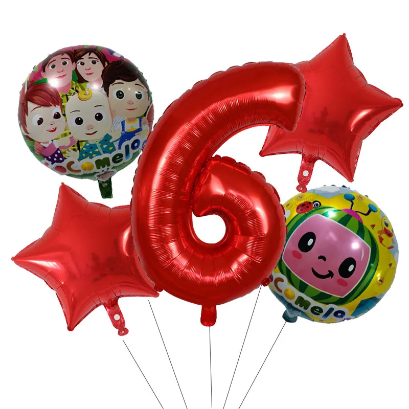 

5pcs Cocomelon Theme Aluminum Foil Balloon Baby Shower Birthday Party Decoration Balloons Party Supplies Air Globos Kids Toys