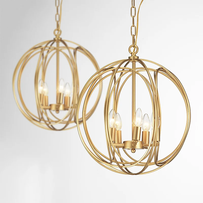 Американская креативная железная Подвесная лампа с кольцом для спальни кафе