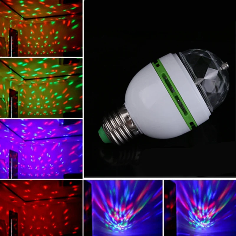 Обновленный E27 3 Вт Хрустальный сценический светильник RGB светодиодный лампочка Лазерная Снежинка проектор Авто Вращающаяся лампа вечерние праздничные танцевальные лампочка для дискотеки