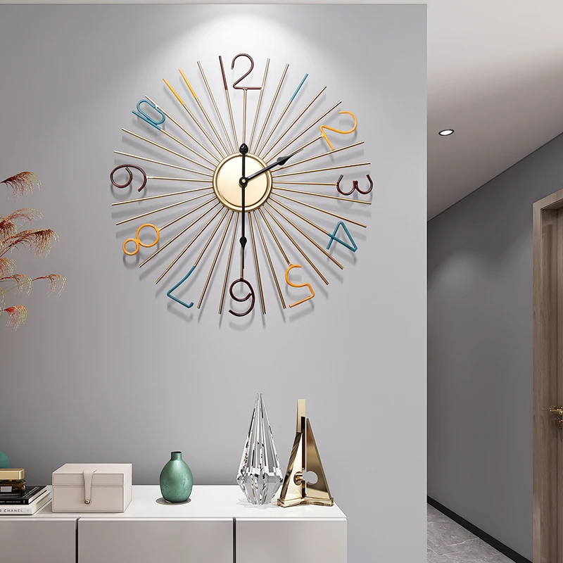 

Luxury Creative Wall Clock Modern Design Bedroom Nordic Metal Silent Simple Wall Clock Living Room Reloj De Pared Home Decor 50