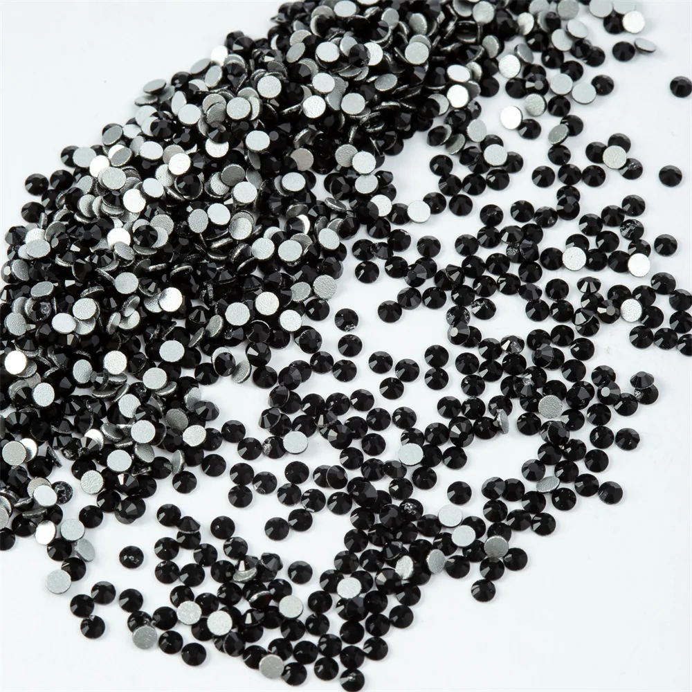 

SS3-SS30 Jet Black Color Nail Art Flat back Non Hotfix Rhinestones Glue on Rhinestone Nail Art Strass Gym Dress 160