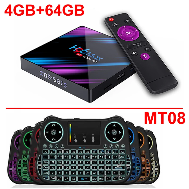 H96 MAX 3318 Android 9,0 Smart tv Box Rockchip RK3318 4 Гб ОЗУ 64 Гб ПЗУ BT4.0 USB3.0 2,4G 5G двойной wifi 3D 4K HDR медиаплеер - Цвет: 4GB 64GB add MT08