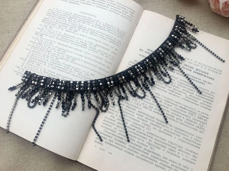 Luxury rhinestone beaded lace tassel collar decoration clothing DIY necklace hanging beads trim jewelry material | Дом и сад