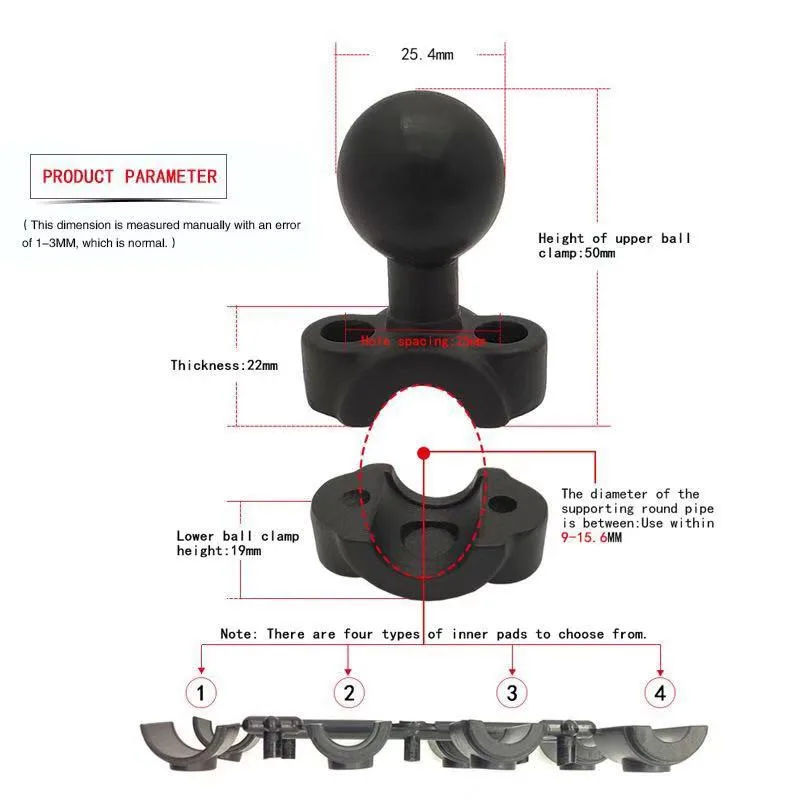 Крепление на рейку с 1 дюймовым шаровым подголовником для автомобиля крепление