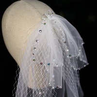 v673 luxurious short wedding bridal white veils soft tulle multi tier handmade beading bride veil women wed accessories