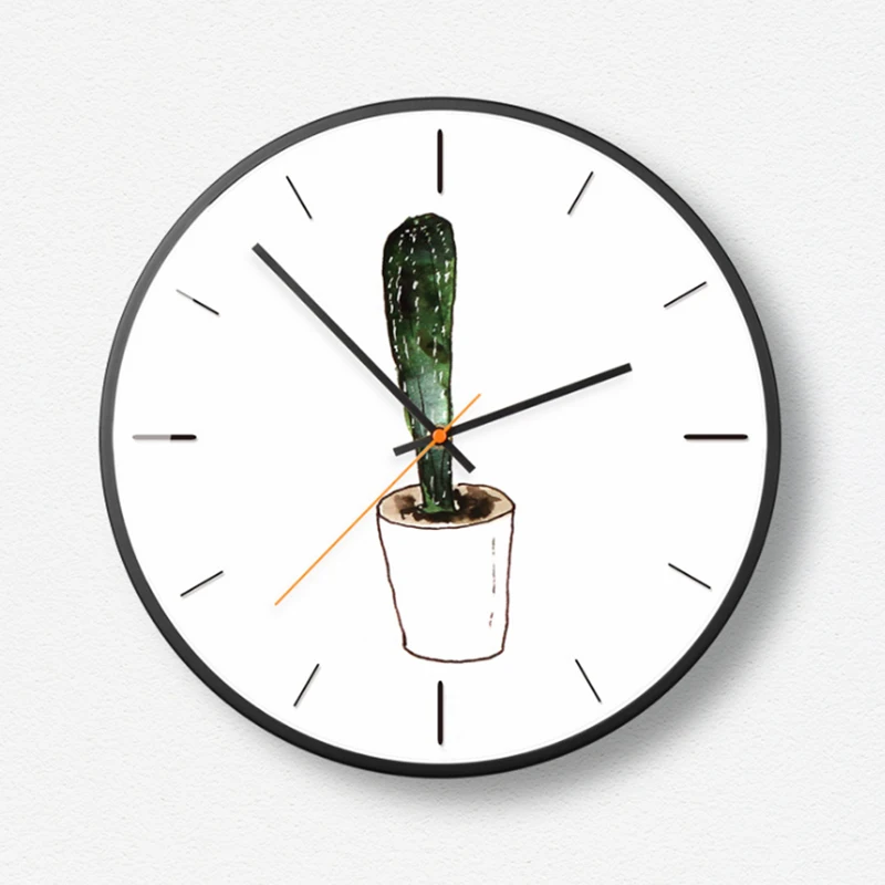Настенные часы С КАКТУСОМ зеленые креативные кварцевые металлические