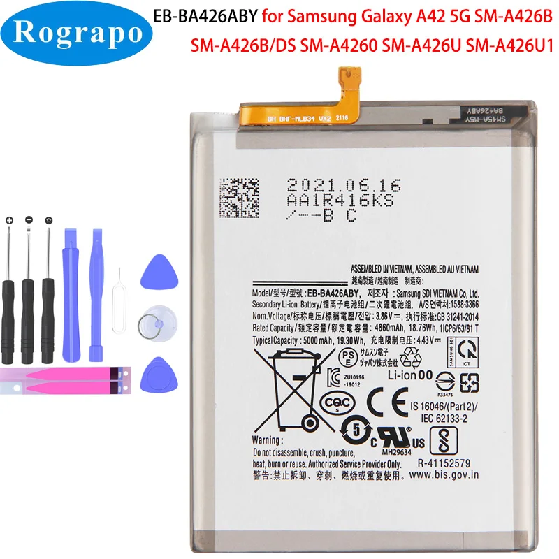 

New Original 5000mAh EB-BA426ABY Phone Battery For Samsung Galaxy A32 A42 A72 5G SM-A326B SM-A426B SM-A726B