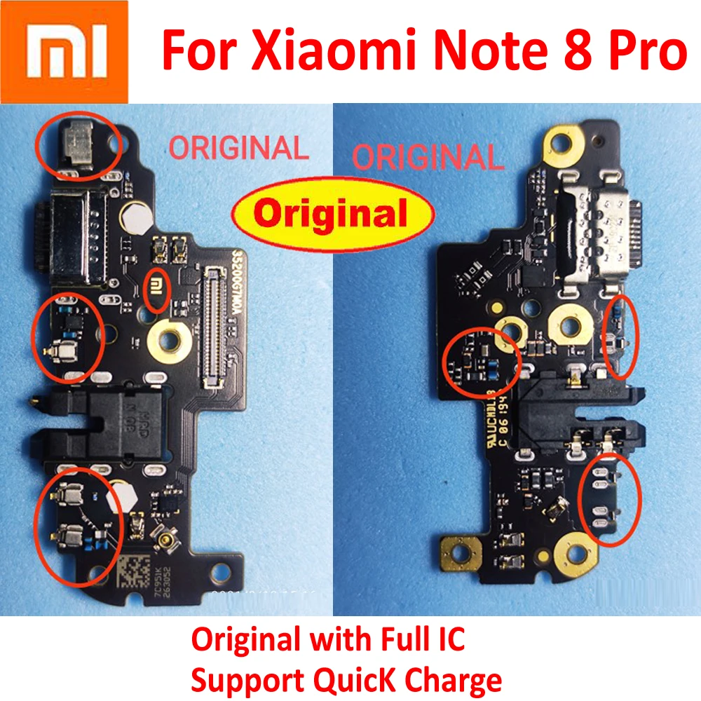 

100% Оригинальный USB-порт для зарядки, гибкий кабель для Xiaomi Redmi Note 8 Pro, подборная док-станция, разъем с микрофоном