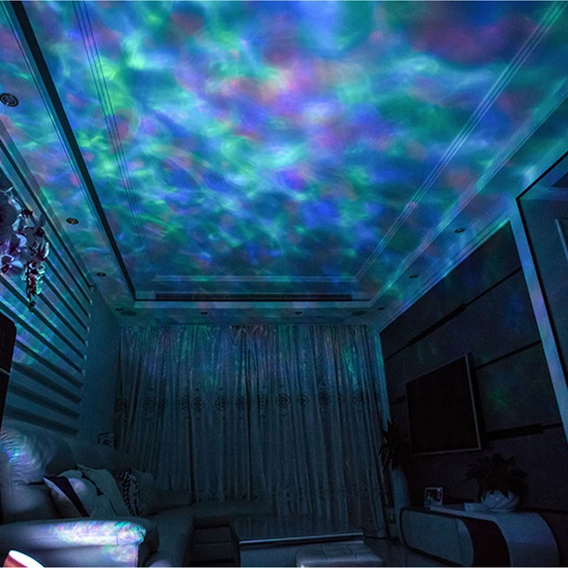 

Dropship Ocean Wave Projector Colorful Remote Control TFCeiling Mood Lamp with Bulit-in Speaker Music Player Night Light