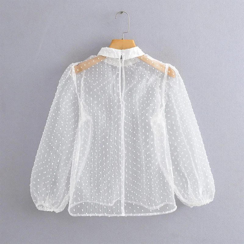

Summer women's casual solid color see-through shirt