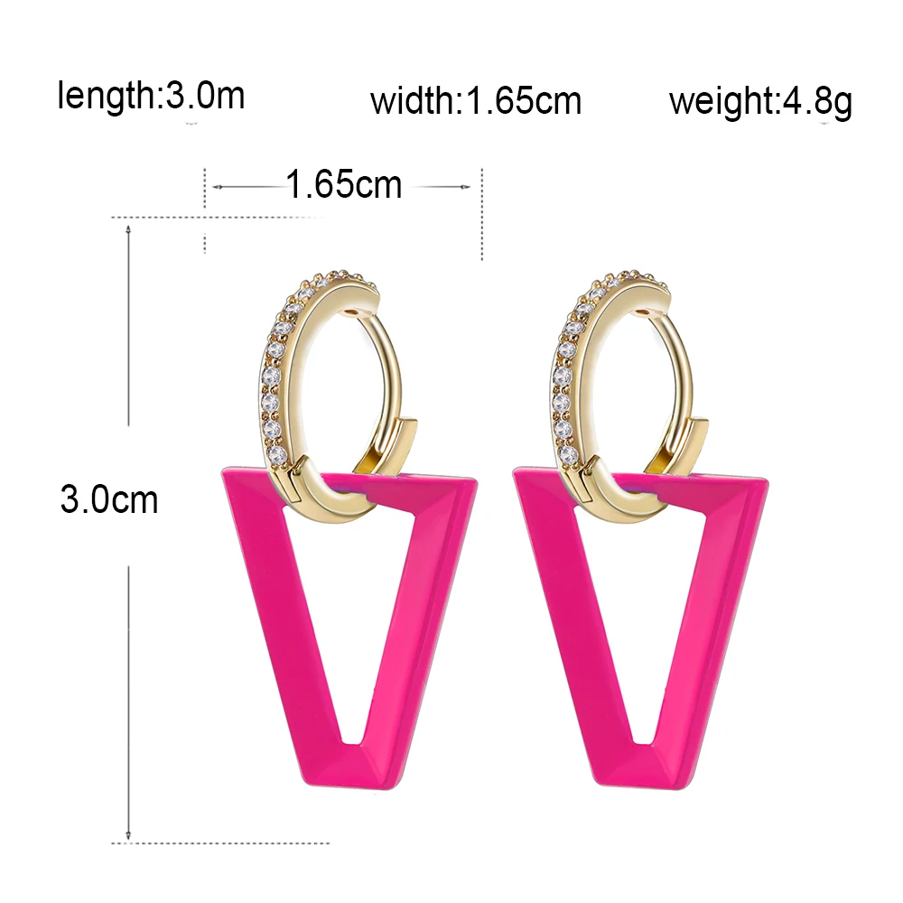 

2Pcs Neon Green Fluorescent Pendant Triangle Earrings for women Geometric Fashion Female CZ Jewelry Gift Memorial Day Festival
