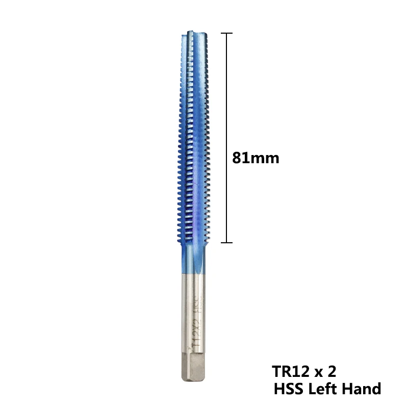 1PC TR12X2.0 Left 1 шт. HSS TR8-TR16mm для левосторонней машины винтовой кран с нано-синим покрытием, трапециевидный резьбовой кран для сверления металла, метрический винтовой кран, сверло - Цвет: 1PC TR12X2.0 Left