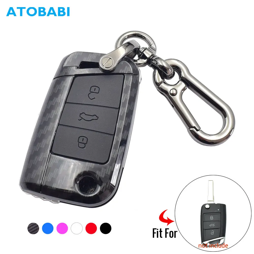 Карбоновый чехол для ключей автомобиля VW Volkswagen MK7/GTI 7/Golf 7/Golf R Skoda Octavia A7 сиденье 3 кнопки складной чехол дистанционного брелока брелок