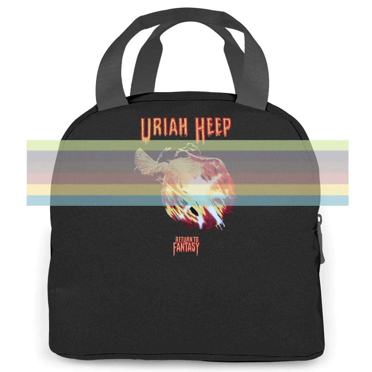 

URIAH HEEP RETURN TO FANTASY'75 HARD ROCK DEEP PURPLE NAZARETH BLACK women men Portable insulated lunch bag adult