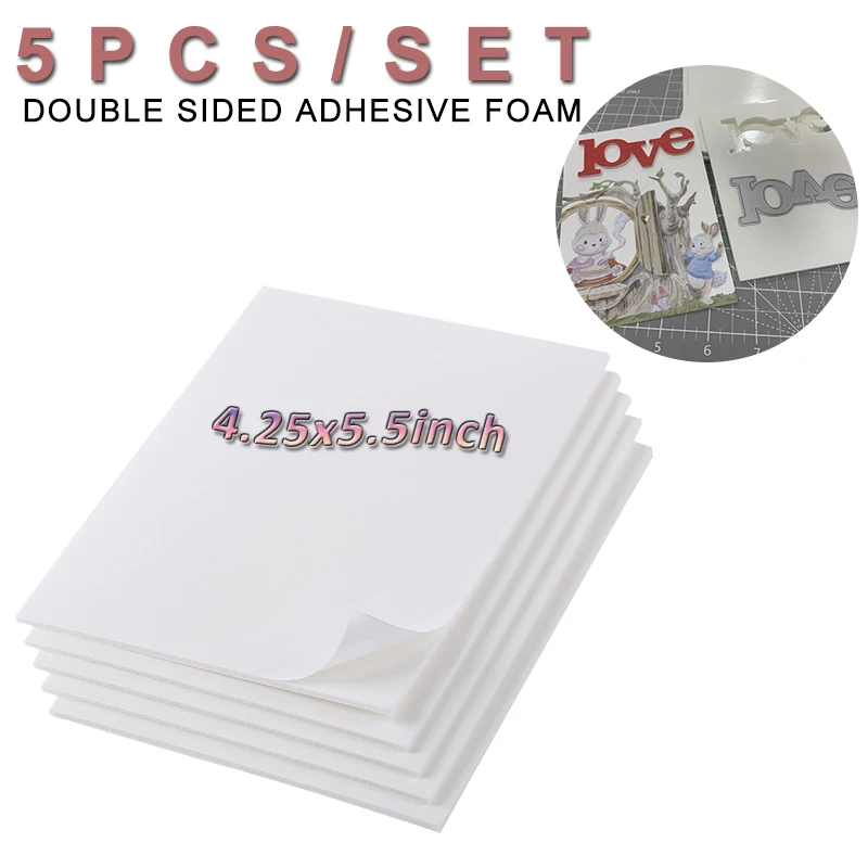 

5PCS/SET Double Sided Adhesive Foam Sheets 4.25x5.5inch/6x8.5inch Use For Cutting Machine Card Album Photo Making DIY Tools 2021