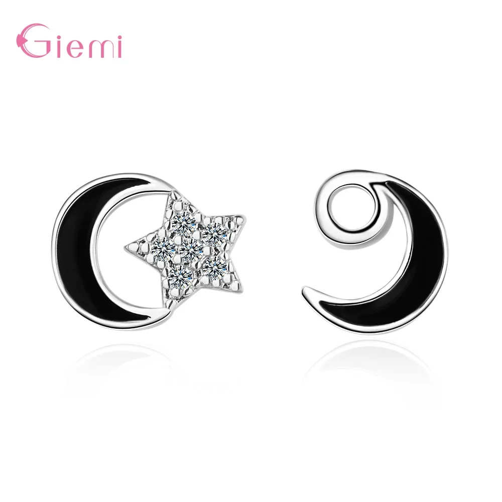 

Hot Selling New 925 Silver New Tide Simple Trendy Star Moon Stud Earrings For Women Students female Temperament Jewelry