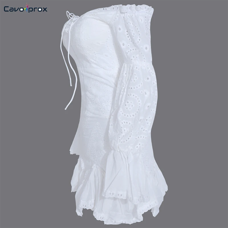 Для женщин элегантное платье с открытыми плечами кружевные буффы на рукавах