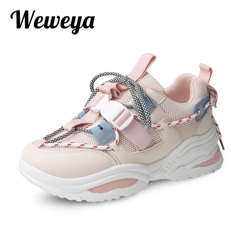 Женские кроссовки на платформе Weweya модные вулканизированной подошве Яркие