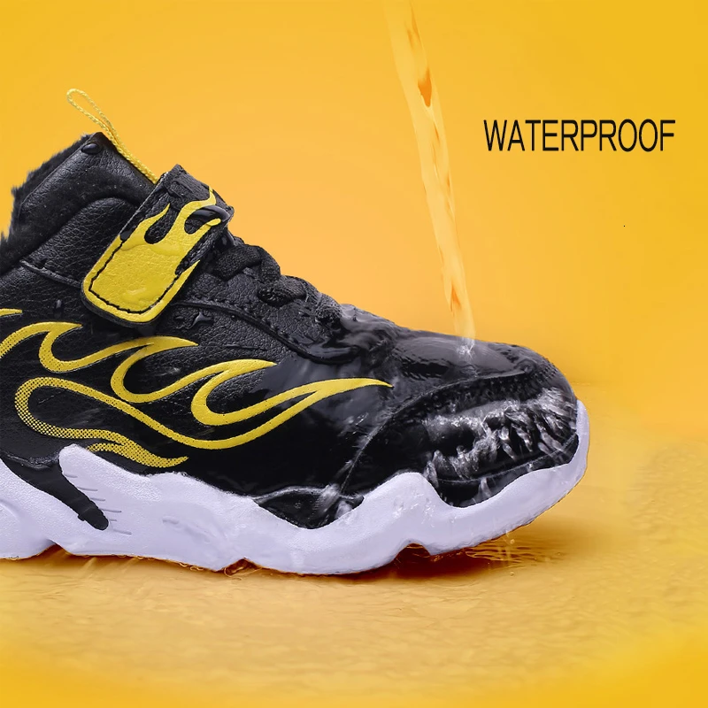 Зимние Детские кроссовки Детская водонепроницаемая кожаная спортивная обувь