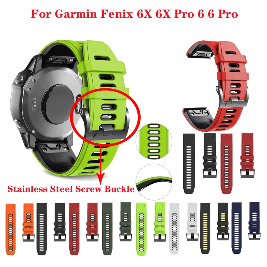 26 22mm Silicone Quick Release Wrist Band For Garmin Fenix 6 6 Pro Easyfit Watchband for Garmin Fenix 6X 6X Pro 5X 3 3HR Watch
