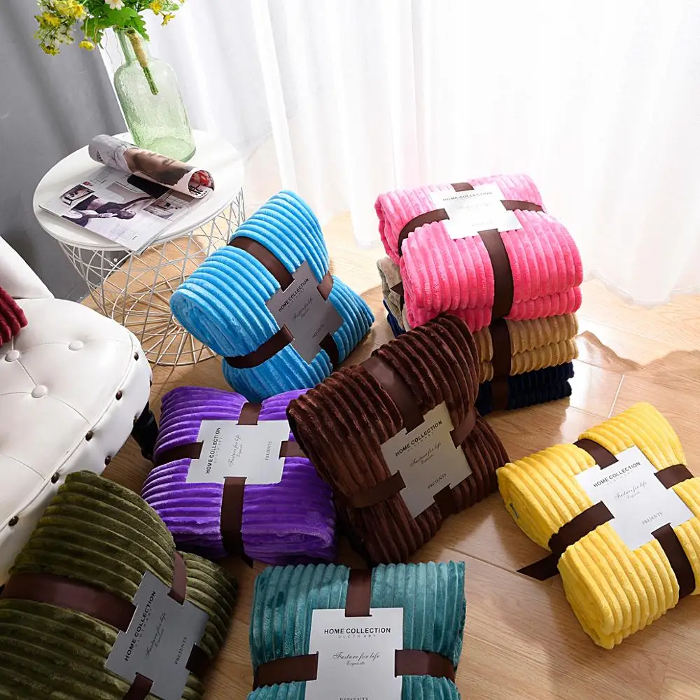 Полосатые фланелевые одеяла для кроватей из кораллового флиса зимнее постельное