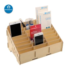 Wooden Mobile Phone Management Storage Box Creative Desktop 48 Grid Multi Cell Phone Parts Storage Tool For Repair Shop