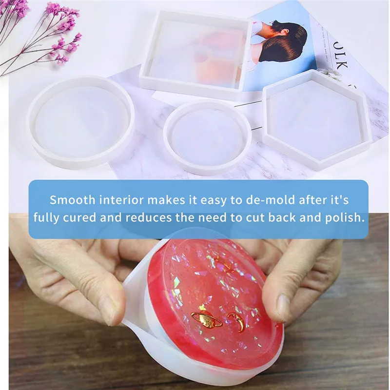 4 шт DIY Coaster силиконовая форма эпоксидная смола ремесленные принадлежности