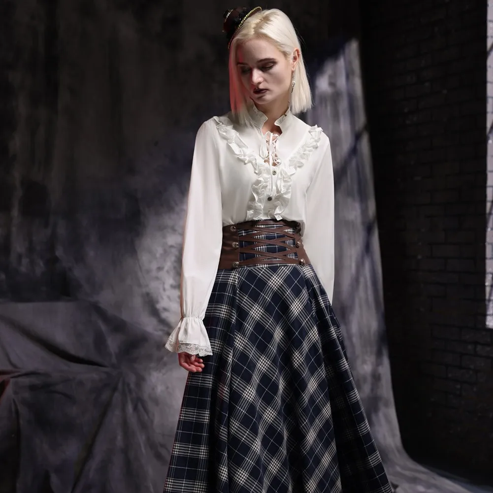 Женская винтажная блузка в викторианском стиле SD рубашка с оборками и длинными