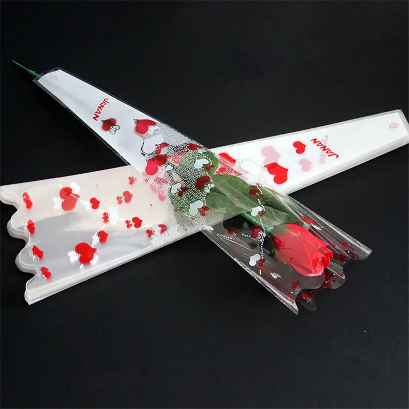 100 шт. мини прозрачная сумка одиночная розовая для цветов упаковка букета