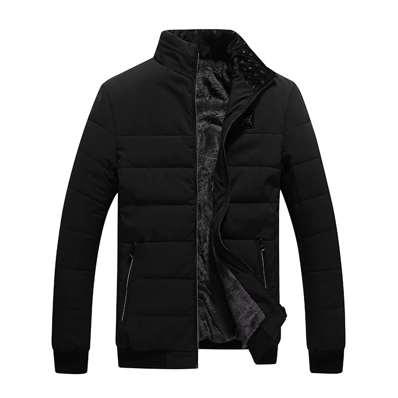 

Men's Winter Jacket New Plus Cashmere Blouson Homme Male Stand Collar Business Coat Keep Warm Thick Splice Cotton clothing