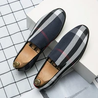 new mens dress shoes stripe patchwork leather shoe fashion handmade wedding party shoes men loafers oxford shoes men big size