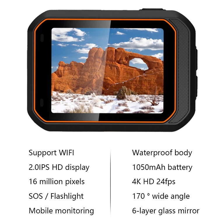 للبيع مقاوم للماء 4K HD 170 عدسة واسعة الزاوية في الهواء الطلق الكاميرا الرياضية المتطرفة