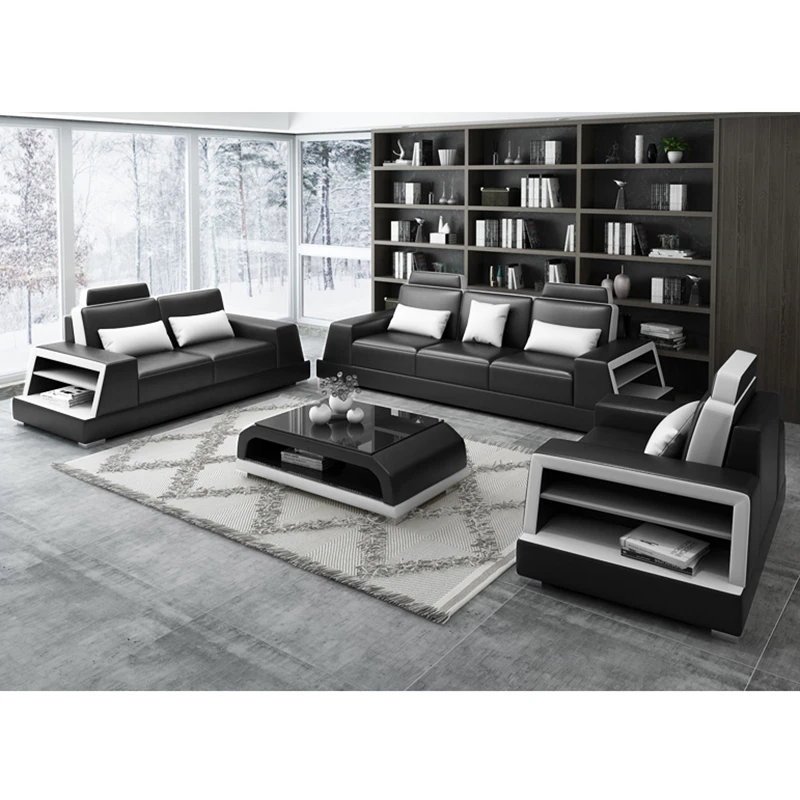 Простой дизайн конкурентоспособная цена мебель для гостиной угловой кожаный
