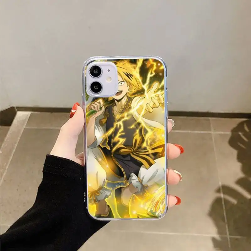 

My hero academia Denki Kaminari Phone Case Transparent for iPhone 6 7 8 11 12 s mini pro X XS XR MAX Plus