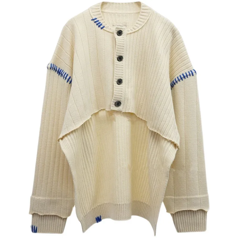 

20FW NEW Adererror Sweater Women Ader Error Lrregular Half Length Sweaters High Quality Knitting Cotton Blue Thread Inside Tag