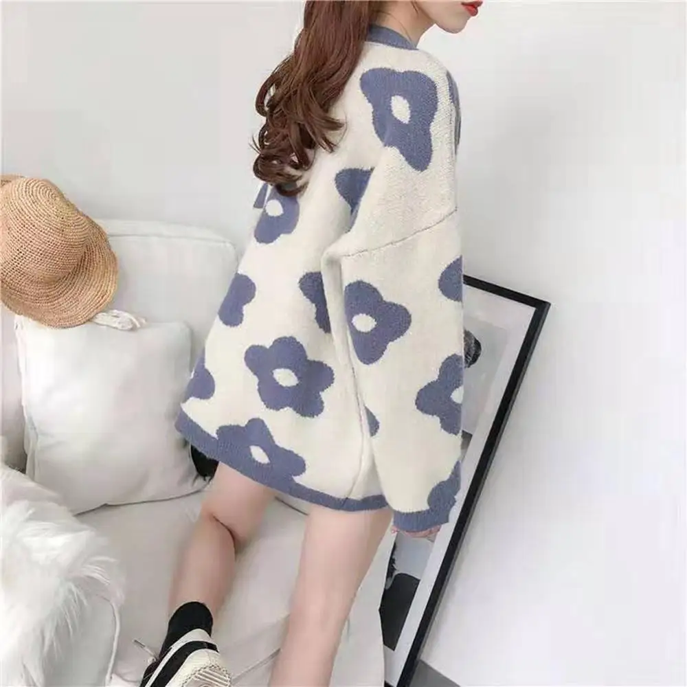 

Autumn Winter Oversize O Neck Women Sweater Print Loose Casual Pullovers Woman Knitted Sweaters Plus Size Elegant Pull Femme
