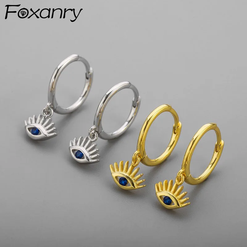 Женские серьги-кольца Foxanry с цирконом и защитой от аллергии вечерние | Украшения