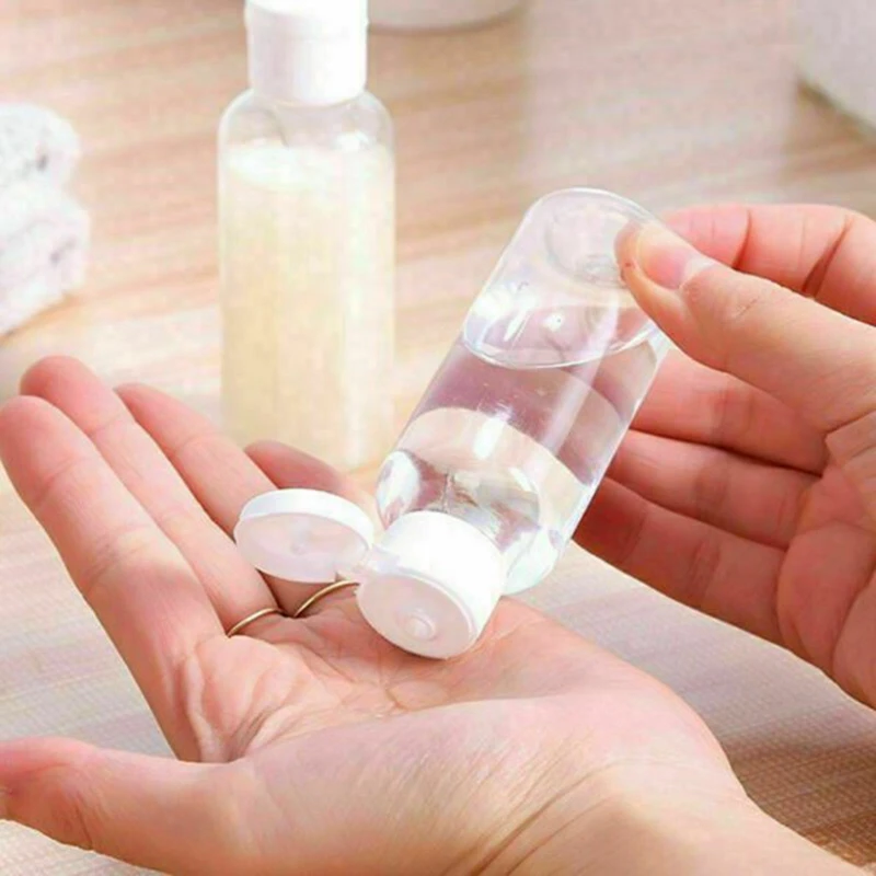 

20X100Ml Plastic Flip Clear Bottle Travel Lotion Liquid Shampoo Makeup Container