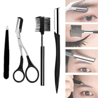 34 pcs practical beauty tools unisex portable eyebrow scissors eyebrow grooming set brush scrissors razor tweezers