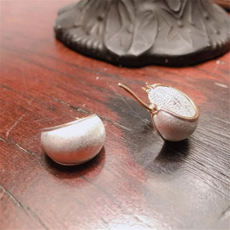

POFUNUO Women Luxury 925 Sterling Silver Earrings Handmade Wire Drawing Fashion Special-shaped Earrings Lovers Fine Jewelry Gift