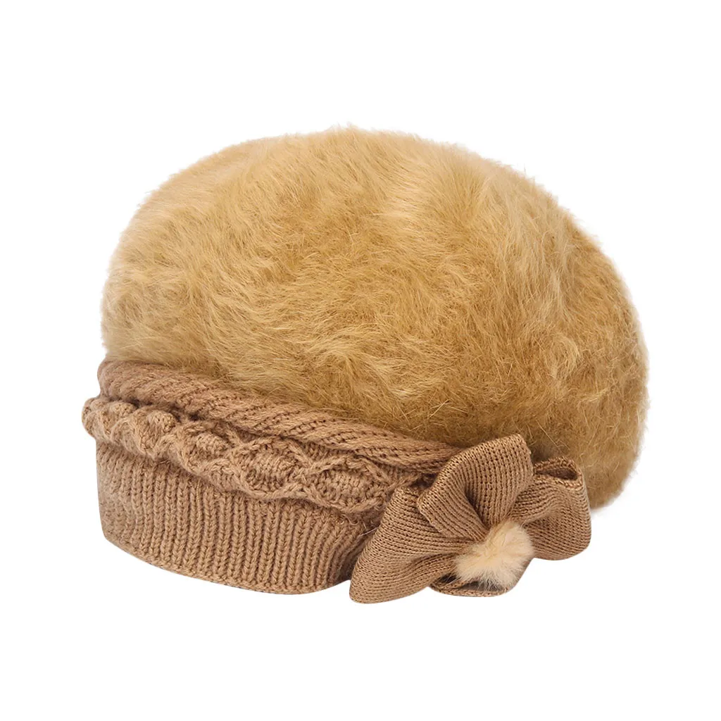 Модная женская теплая однотонная Мягкая шерстяная шапка вязаная ветрозащитная