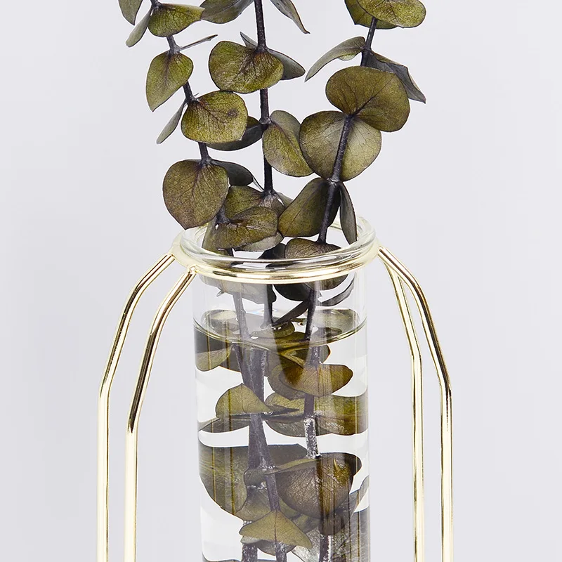 Скандинавские стеклянные куветки ваза современная позолоченная железная для