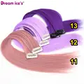 Synthetic Hair Strands Long Straight Hair Piece Hair Extensions Clip In Highlight Rainbow Color Hair Streak Blue Pink Yellow