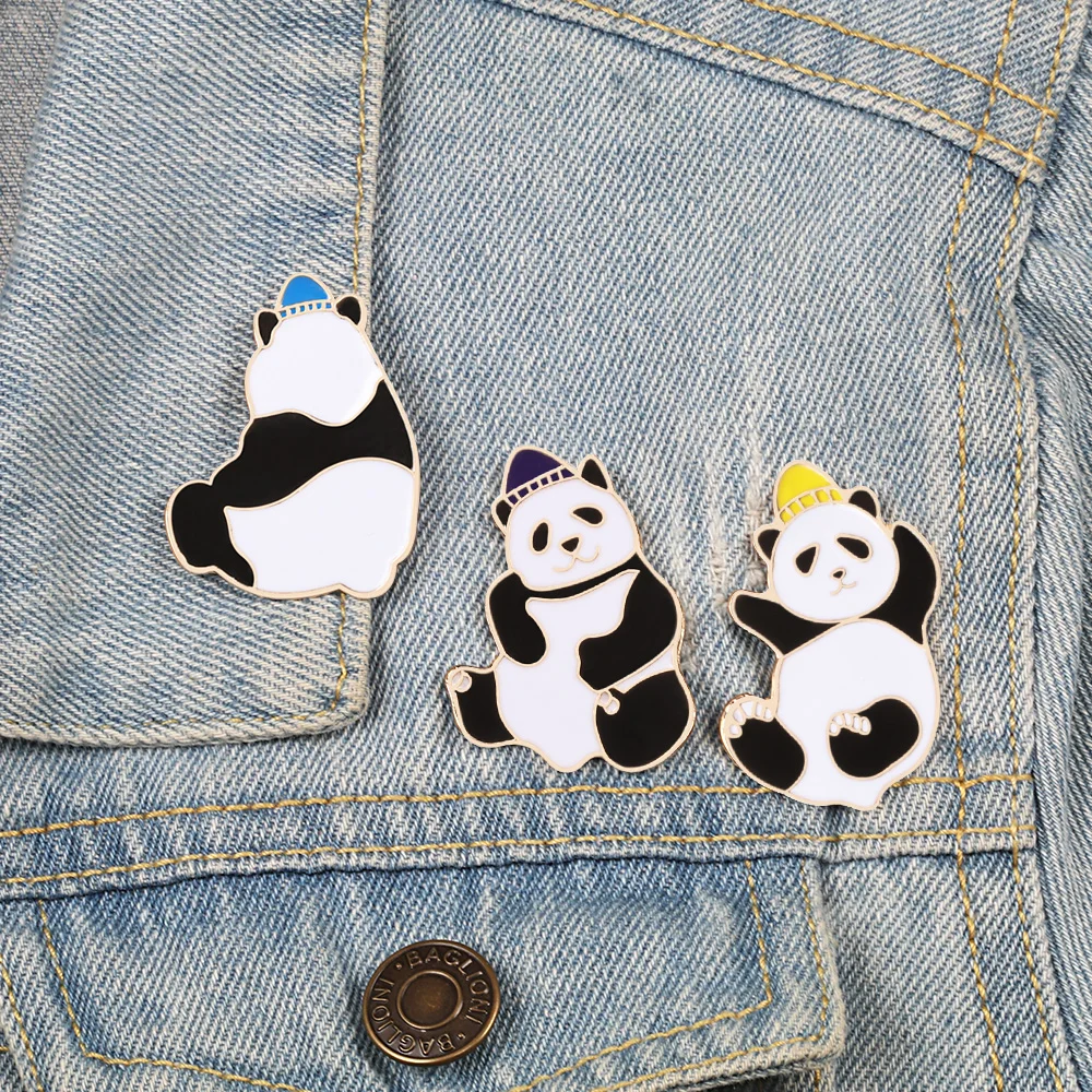 Эмалированные броши панды в 3 стилях Значки для женщин одежды рюкзака лацкана