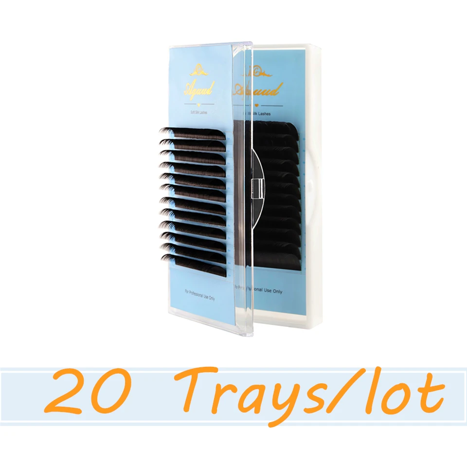 

AGUUD 20 Cases/lot Fiber Silk Eyelashes Extension False Mink Eyelashes Volume Lashes Classic Individual Eyelash for Extension