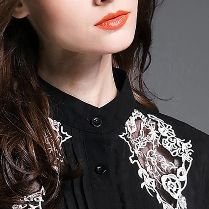 Новинка 2020 офисные женские блузки винтажные рубашки с вышивкой элегантные