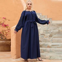 ramadan dubai abaya plus size womens dress navy blue embroidered prayer suit islamic clothing loose casual arab ethnic robe