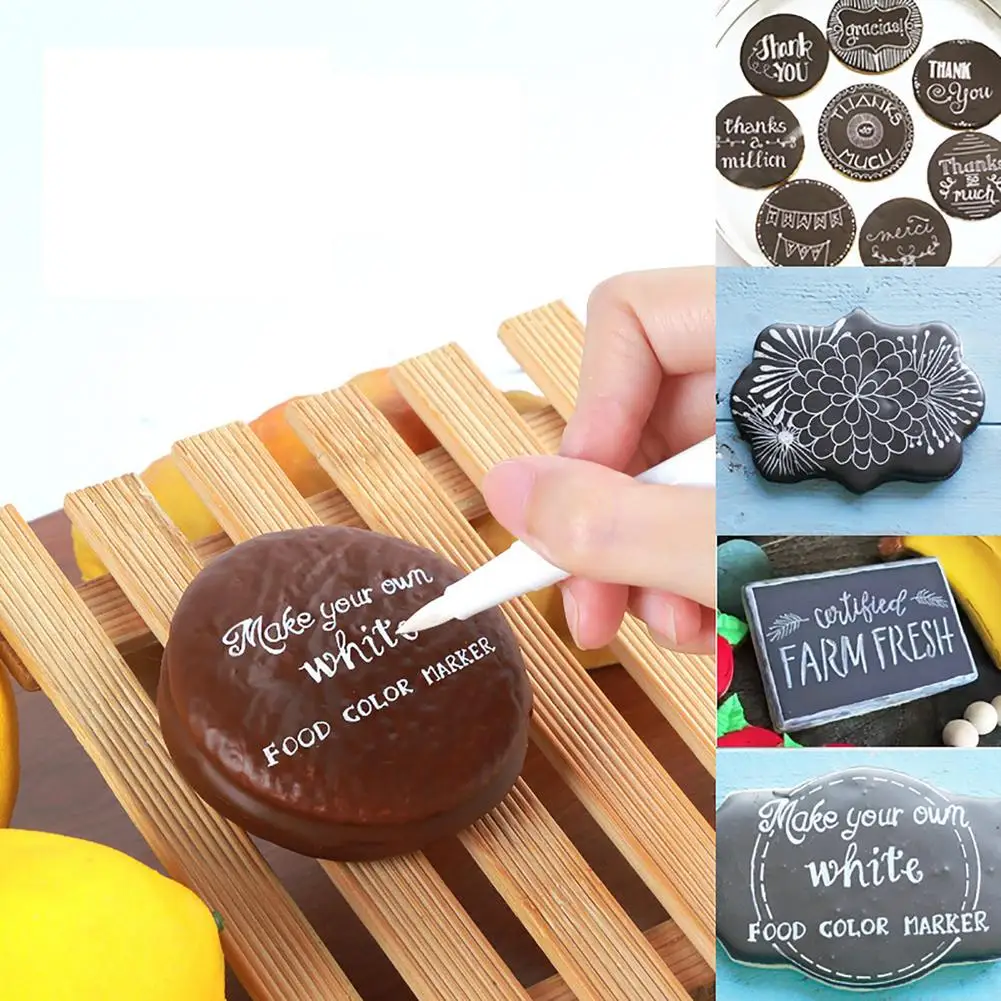 Пищевая пигментная ручка белая пищевая цветная пищевой маркер с двумя