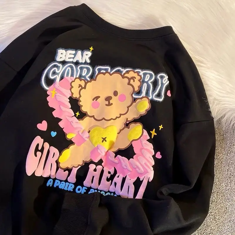 

Женский свитшот с круглым вырезом и принтом, в Корейском стиле