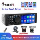 Podofo Автомагнитола 1Din 4,1 дюймов сенсорный экран Экран Аудио Видео MP5 проигрыватель TF USB быстрое зарядное устройство для передачи ISO пульт дистанционного головное устройство Bluetooth АВ
